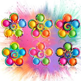 img 4 attached to 🌀 Sensory Tie Dye Pop Fidget Spinner Toy with Spinning Popper