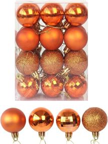 img 3 attached to 🎄 24 pcs, 4 cm Shatterproof Christmas Ball Baubles Assorted Pendant Ornament Set - Seasonal Holiday Wedding Party Decorations in Orange