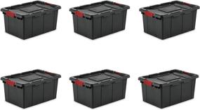 img 3 attached to 📦 Sterilite 14649006 15 Gallon/57 Liter Industrial Tote: Black Lid & Base, Racer Red Latches (Pack of 6) - Durable and Spacious Storage Solution