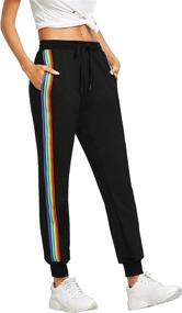 img 4 attached to SweatyRocks Women's Drawstring Waist Striped Side Jogger Sweatpants with Pocket: Stay Comfortable and Trendy All Day!