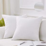 2-pack oubonun white throw pillow cover 18x18 - square decorative pillow cover for sofa bed couch - white logo