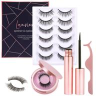 💫 [8 pairs] magnetic eyelashes with magnetic eyeliner kit - lanvier reusable 3d false eyelashes lashes extension - 2 tubes of eyeliner included (black) logo