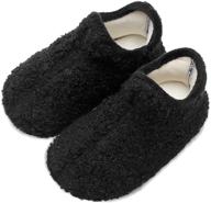 scurtain kids toddler slippers socks: cozy artificial woolen slippers for boys & girls with non-slip rubber sole logo