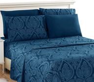 🛏️ luxury paisley navy blue king bed sheets set - king size sheets brushed microfiber 1800 thread count bedding - wrinkle, stain, and fade resistant - deep pocket 6 pc king sheets set logo