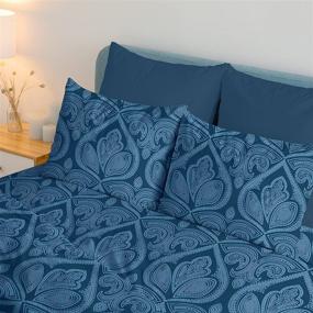 img 3 attached to 🛏️ Luxury Paisley Navy Blue King Bed Sheets Set - King Size Sheets Brushed Microfiber 1800 Thread Count Bedding - Wrinkle, Stain, and Fade Resistant - Deep Pocket 6 PC King Sheets Set