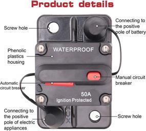 img 2 attached to ⚡ Waterproof Marine Circuit Breaker 50Amp for Boat Trolling, Manual Reset, 12V-48V DC