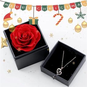 img 3 attached to U UQUI Christmas Preserved Real Rose - Love You Necklace, Enchanted Gifts: For Her, Mom, Girlfriends. Eternal Real Flower: Valentines Day, Birthday, Mothers Day, Anniversary, Wedding (RED)