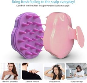 img 2 attached to 🌟 SHINEYES 2 Pack Hair Scalp Massager Shampoo Brushes - Soft Silicone Brushes for Hair Care, Cleaning, and Relaxation - Men, Women, Kids, and Pets - Massage Hair Scalp to Relieve Work Pressure