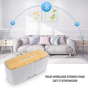 img 2 attached to 🔊 COMISO Bluetooth Speakers: Powerful 20W Wood Home Audio Wireless Speaker with Subwoofer Tweeters for Superior Bass Stereo Sound - Bluetooth 5.0, Handsfree Calling, 24H Playtime