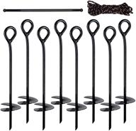 zcaukya 8 piece ground anchor set | 25ft long rope included | 15in black metal anchors | 1/4 inch diameter логотип