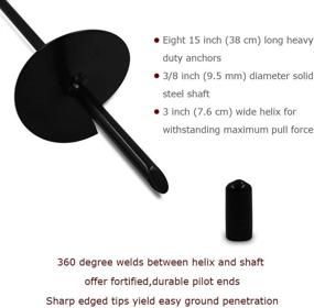 img 3 attached to Zcaukya 8 Piece Ground Anchor Set | 25ft Long Rope Included | 15in Black Metal Anchors | 1/4 inch Diameter