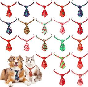 img 4 attached to 🎄 Christmas Dog Neck Ties Set: 20 Pieces of Adjustable Bow Ties for Small and Medium-Sized Pets – Perfect Festival Accessories for Puppy, Dog, and Cat Collars