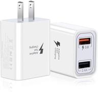 🔌 pofesun 2 pack 30w fast charge 3.0 usb wall charger with dual ports - white, compatible with iphone 11 pro max xs max xr x 8 plus, samsung galaxy logo