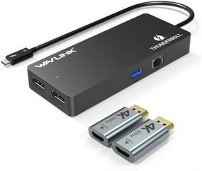 img 4 attached to WAVLINK Thunderbolt 3 Dual DisplayPort Mini Dock - 4K@60Hz Displayport/HDMI Adapter for Dual Monitor Display. Dual DP 1.2, USB 3.0, Gigabit Ethernet. Compatible with MacOS and Windows Laptops.