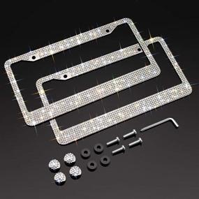 img 4 attached to XCLPF Stainless Bedazzled Rhinestone Crystals Exterior Accessories and License Plate Covers & Frames