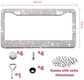 img 3 attached to XCLPF Stainless Bedazzled Rhinestone Crystals Exterior Accessories and License Plate Covers & Frames