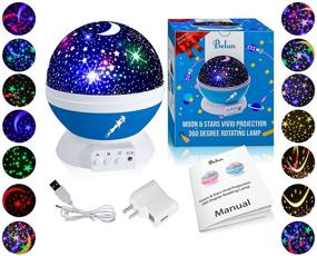 img 3 attached to Blue BELUN Stars Night Light for Kids - Universe Night Light Projection Lamp, Romantic Christmas Birthday Space Projector for Bedroom