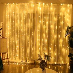 img 2 attached to Waterfall Icicle Lights - 6.6 X 6.6FT Battery Operated Christmas Curtain Backdrop 🎶 Window String Lights for Xmas Bedroom, with Sound Activated Music Sync Light in Warm White