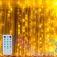 waterfall icicle lights - 6.6 x 6.6ft battery operated christmas curtain backdrop 🎶 window string lights for xmas bedroom, with sound activated music sync light in warm white логотип