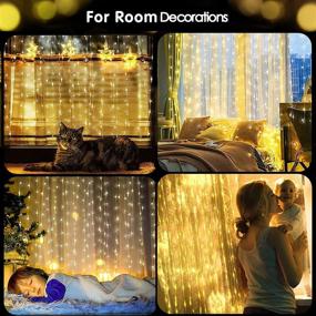 img 3 attached to Waterfall Icicle Lights - 6.6 X 6.6FT Battery Operated Christmas Curtain Backdrop 🎶 Window String Lights for Xmas Bedroom, with Sound Activated Music Sync Light in Warm White