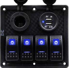 img 4 attached to 🚤 FXC Waterproof Marine Boat Rocker Switch Panel 4 Gang with Dual USB Slot Socket + Cigarette Lighter LED Light: Ideal for Cars, RVs, Vehicles, and Trucks