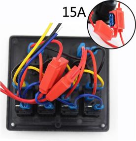 img 2 attached to 🚤 FXC Waterproof Marine Boat Rocker Switch Panel 4 Gang with Dual USB Slot Socket + Cigarette Lighter LED Light: Ideal for Cars, RVs, Vehicles, and Trucks