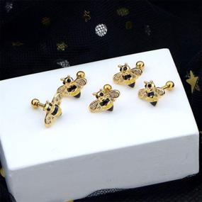 img 1 attached to 🐝 Sparkling CZ Bee Design Helix Earring 16g for Tragus Piercing, Conch, and Cartilage - JEWSEEN Body Jewelry