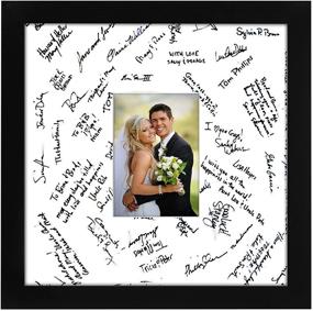 img 4 attached to Stylish Americanflat 14x14 Black Wedding Signature Picture Frame: Showcase Your Cherished 5x7 Photo with Polished Glass