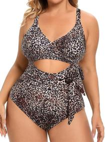 img 4 attached to Daci Women's Plus Size One Piece Swimsuits - High Waisted Tummy Control Swimwear with Cutout Open Back Monokini