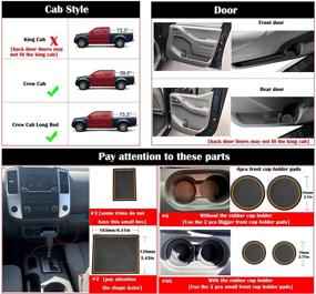 img 3 attached to Auovo Антивандальные коврики для Frontier Crew Cab 2005-2020 для аксессуаров Xterra 2005-2015, подходящие по размеру для карманов дверей, вставок для подстаканников и ковриков подлокотники (набор из 24 шт.) (Оранжевый)