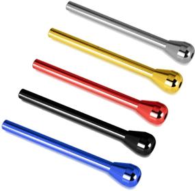 img 3 attached to 5 Pack of Long Premium Metal Nasal Snuff Straw Sniffer Tubes: Anodized Aluminum, Assorted Colors