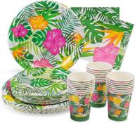 🌺 royal magnolia tropical party supplies – service for 24 – hawaiian paper plates, napkins, and party cups – luau theme disposable dinnerware set for aloha summer birthday, beach party – 7 and 9 inch plates logo