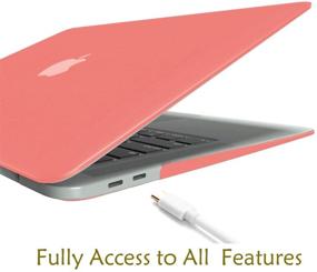 img 2 attached to 📱 MacBook Air 13 Inch Case: Slim Plastic Hard Case for A1932/A2179/M1 A2337 Models, Retina Display (2018-2020) - Coral Orange, with Keyboard Cover and Screen Protector