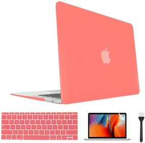 img 4 attached to 📱 MacBook Air 13 Inch Case: Slim Plastic Hard Case for A1932/A2179/M1 A2337 Models, Retina Display (2018-2020) - Coral Orange, with Keyboard Cover and Screen Protector