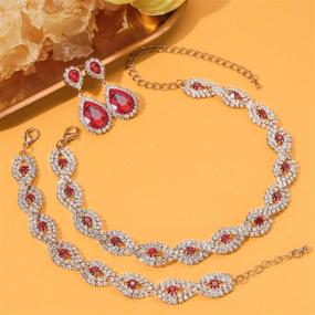 img 1 attached to Stunning Women's Jewelry Sets: Rhinestone Crystal Bridal Tiara Crown, Choker Necklace, Bangle Bracelet, Dangle Earrings Set, and Gorgeous Rhinestone Handbag for Wedding Party