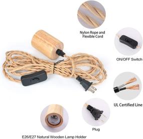 img 3 attached to 🏭 Vintage Industrial Wood Pendant Light Cord Kit with Switch - 16.4FT Hanging Plug in Lamp Cord, Twisted Nylon Rope Pendant Lights Socket E26 E27 for Farmhouse, Retro DIY - Arturesthome