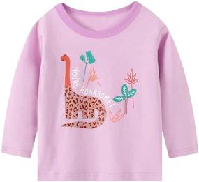 img 3 attached to Adorable Rabbit Elephant Design: 100% Cotton Little Girls 🐰 Top with Long Sleeves - Toddler Kids T-Shirt (Pink, 18M-6T)