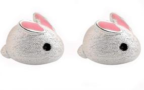 img 4 attached to S925 Sterling Silver Rabbit Stud Earrings for Women Girls | Hypoallergenic Bunny Jewelry Gift