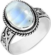 gorgeous handmade natural moonstone tiger eye malachite solitaire ring - 10x14mm oval shape - genuine gemstone - 925 silver overlay logo