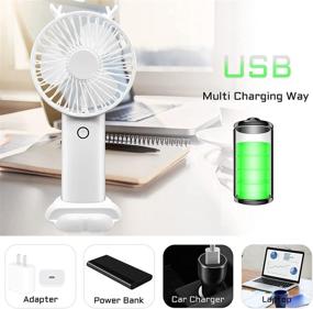 img 1 attached to 5000mAh USB Rechargeable Handheld Fan by SAYTAY - Portable Personal Fan with 7-24 Hours Work Time, 5 Speeds, Ultra Quiet Operation, Phone Holder - Ideal for Office, Bedroom, Outdoor Use (White)