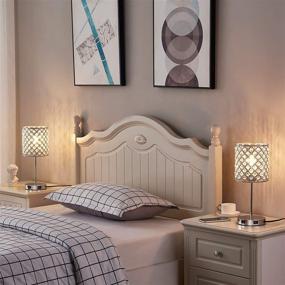 img 1 attached to 🌟 Set of 2 Silver Crystal Touch USB Lamps with Bulbs, Nightstand Lamps featuring Dual USB Ports and 3-Way Dimmable Touch Control, Bedside Lamp Desk Light for Bedroom Living Room (Includes Bulbs & 2 Packs)