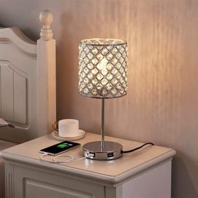 img 4 attached to 🌟 Set of 2 Silver Crystal Touch USB Lamps with Bulbs, Nightstand Lamps featuring Dual USB Ports and 3-Way Dimmable Touch Control, Bedside Lamp Desk Light for Bedroom Living Room (Includes Bulbs & 2 Packs)