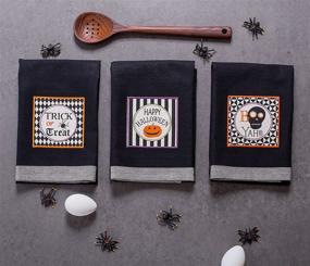 img 1 attached to DII Halloween Collection Embellished Dishtowel Set