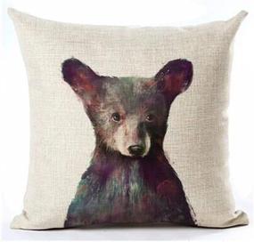 img 1 attached to 🐻 Andreannie Nordic Simple Ink Painting Watercolor Animal Adorable Bear Cotton Linen Throw Pillow Case - Customizable Cushion Cover for Home, Office, or New Decor - Square 18 X 18 Inches