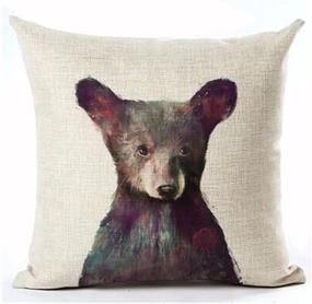 img 3 attached to 🐻 Andreannie Nordic Simple Ink Painting Watercolor Animal Adorable Bear Cotton Linen Throw Pillow Case - Customizable Cushion Cover for Home, Office, or New Decor - Square 18 X 18 Inches