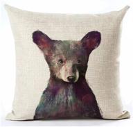 🐻 andreannie nordic simple ink painting watercolor animal adorable bear cotton linen throw pillow case - customizable cushion cover for home, office, or new decor - square 18 x 18 inches logo