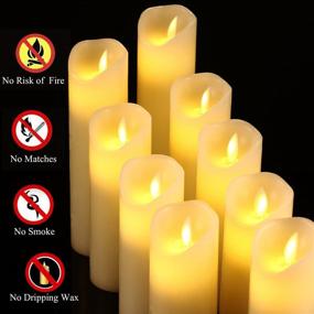 img 1 attached to Antizer Flameless Candles Set: Realistic Dancing LED Flames, 9 Ivory Wax Pillars with 10-Key Remote Control and 24-Hour Timer - Long Battery Life!