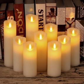 img 3 attached to Antizer Flameless Candles Set: Realistic Dancing LED Flames, 9 Ivory Wax Pillars with 10-Key Remote Control and 24-Hour Timer - Long Battery Life!