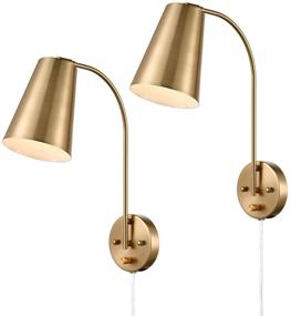 img 3 attached to DANXU Gold Plug-in Wall Sconce Set of 2: Modern Corded Wall Light