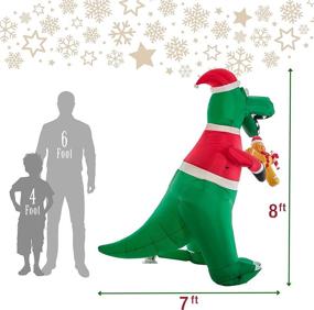 img 2 attached to 🎅 Christmas Masters 8 Foot Inflatable T-Rex Dinosaur with Santa Hat - Fun Tyrannosaurus Xmas Holiday Blow Up Decoration